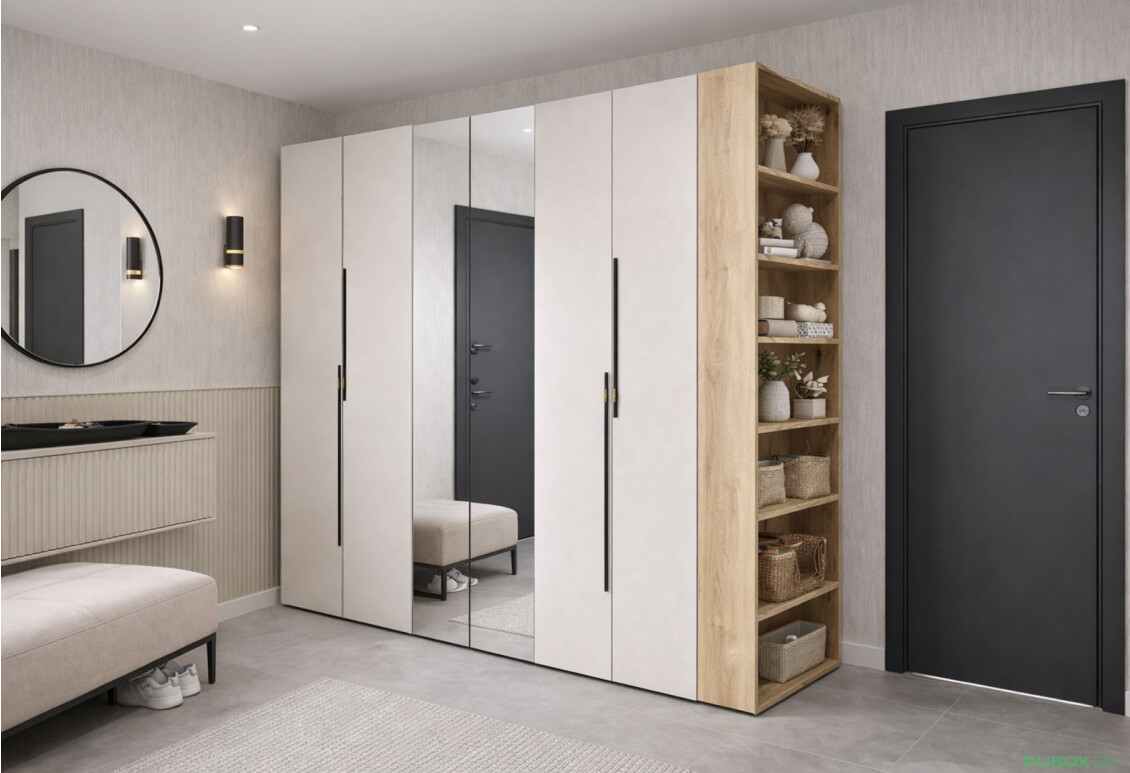 Fotografie 2 - Skříň 6D 260 cm se zrcadlem dub appalačský / kašmír Space