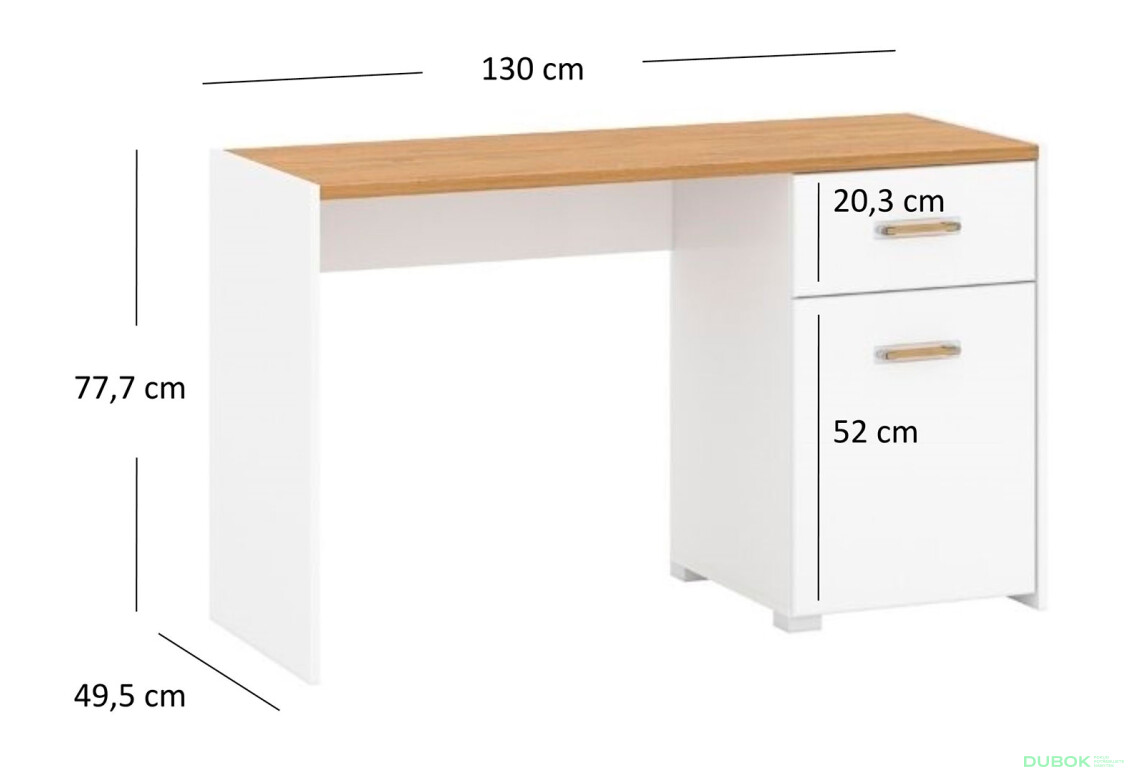 Fotografie 3 - Psací stůl 1d1s/130 bílý mat Adam
