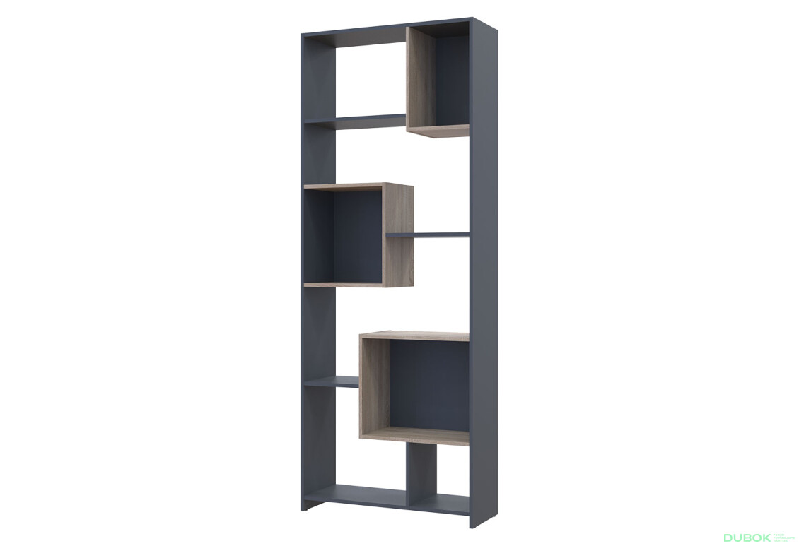 Vysoký regál BS1 grafit / dub sonoma 81x30x210