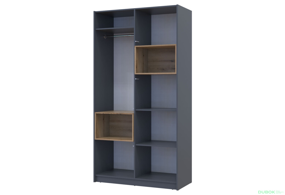 Skříň Dale 2D s výklenkem 115.2х52х220 cm grafit / dub evoke