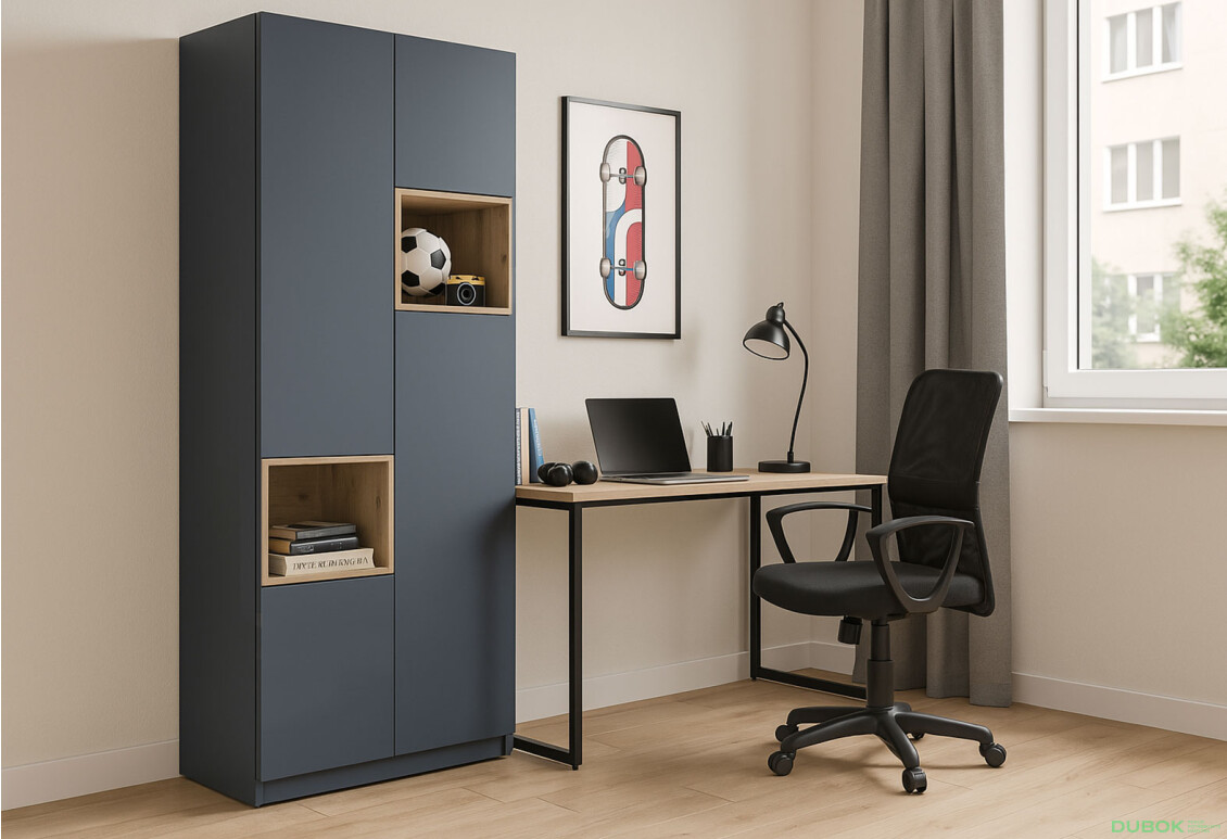 Fotografie 2 - Skříň Dale 2D s výklenkem 115.2х52х220 cm grafit / dub evoke