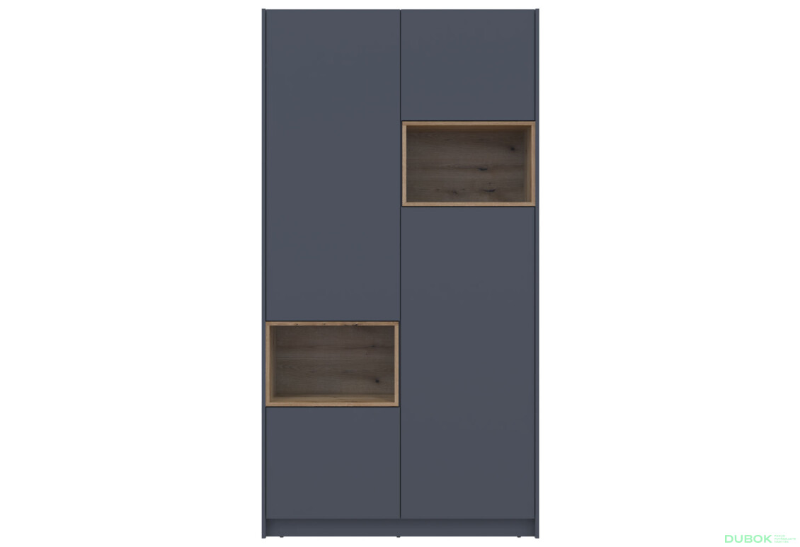 Fotografie 4 - Skříň Dale 2D s výklenkem 115.2х52х220 cm grafit / dub evoke