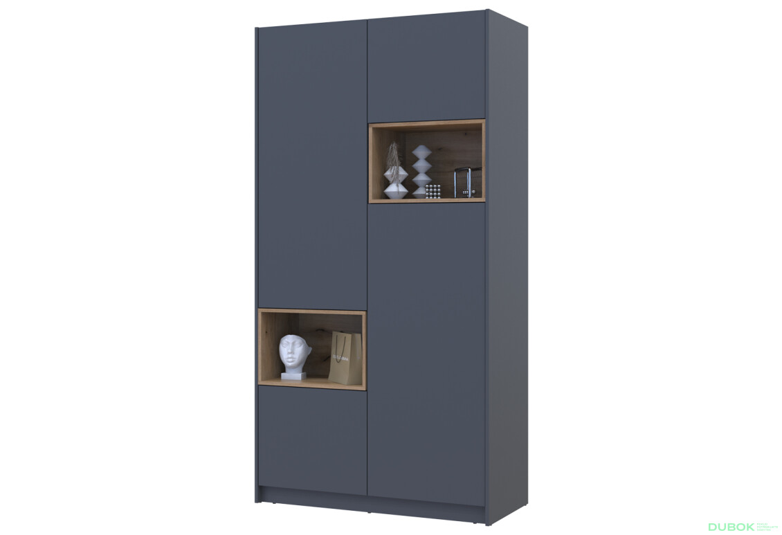 Fotografie 3 - Skříň Dale 2D s výklenkem 115.2х52х220 cm grafit / dub evoke