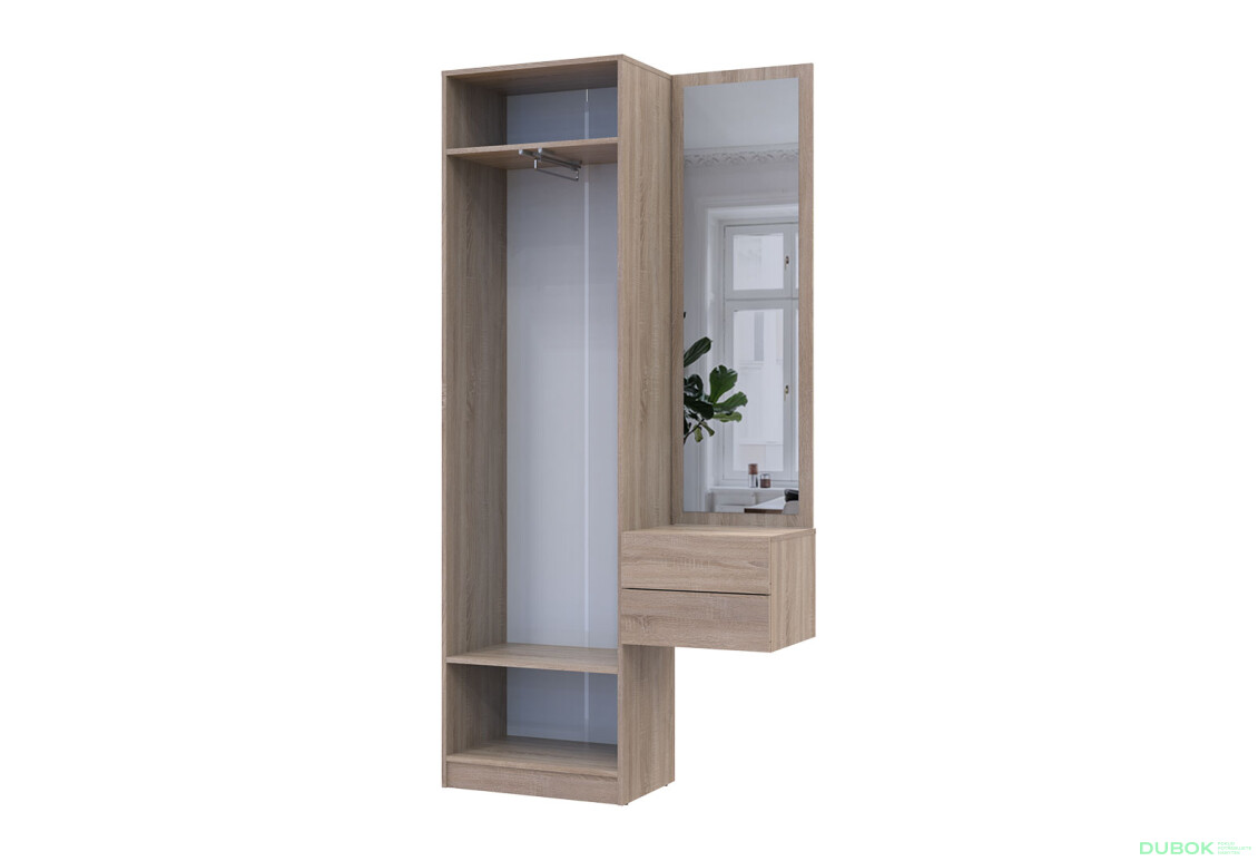 Fotografie 5 - Sada 105 cm s šatní skříní dub sonoma / bílá Sola