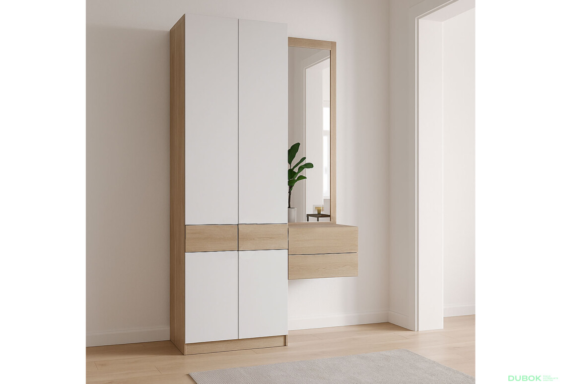 Sada 105 cm s šatní skříní dub sonoma / bílá Sola