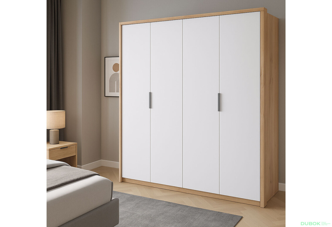 Fotografie 2 - Skříň 4D bez zrcadel série N, dub kraft / bílá Asti