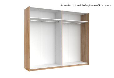 Fotografie Skříň s posuvnými dveřmi 2,5x2,1m (Dveře Dub Kraft/Lesklá Bílá) série N
