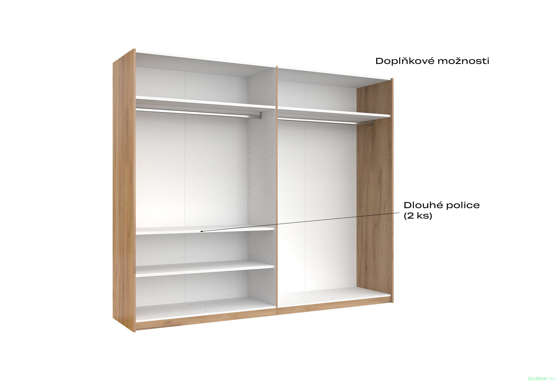 Skříň s posuvnými dveřmi 2,5x2,1m (Dveře Dub Kraft/Lesklá Bílá) série N Asti - Fotografie 8 Fotografie 8 - Skříň s posuvnými dveřmi 2,5x2,1m (Dveře Dub Kraft/Lesklá Bílá) série N Asti