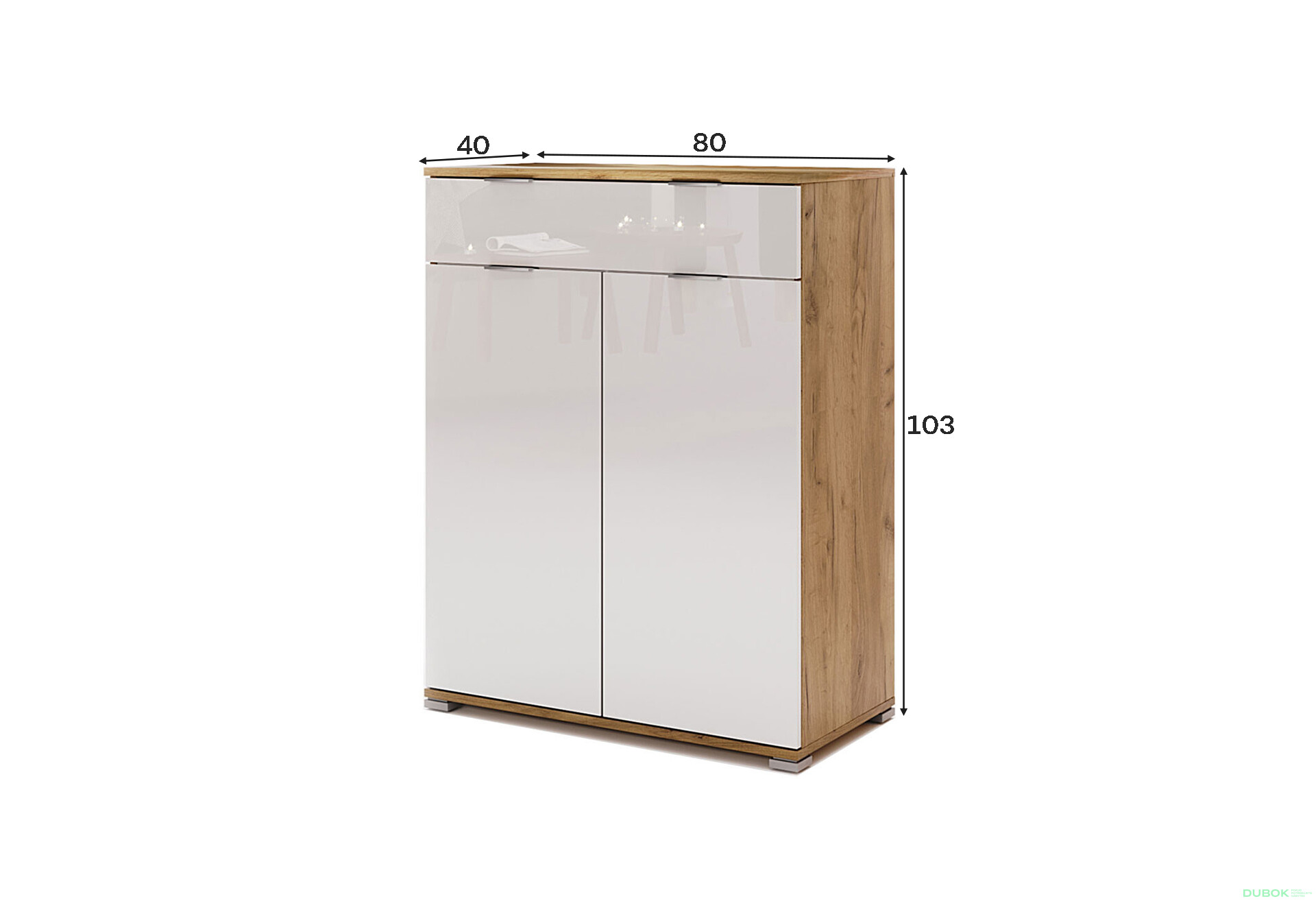 Fotografie 4 - Komoda 2dv 1zš dub kraft / bílá Asti