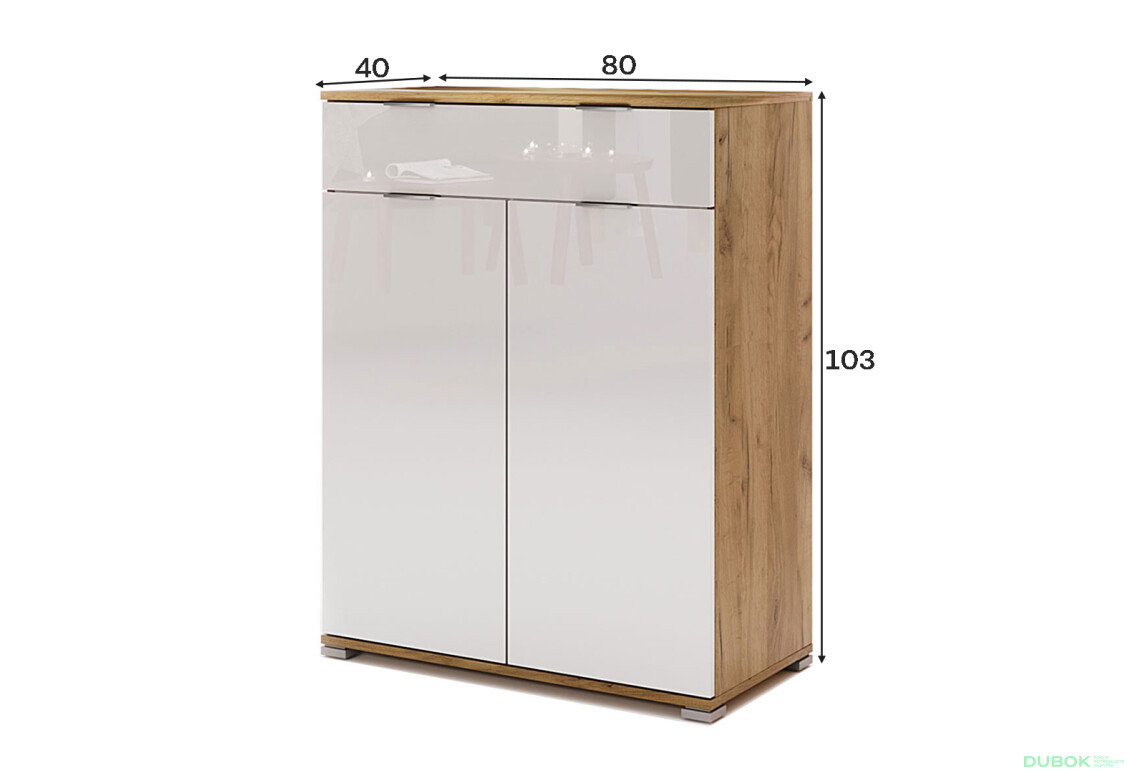 Fotografie 4 - Komoda 2dv 1zš dub kraft / bílá Asti