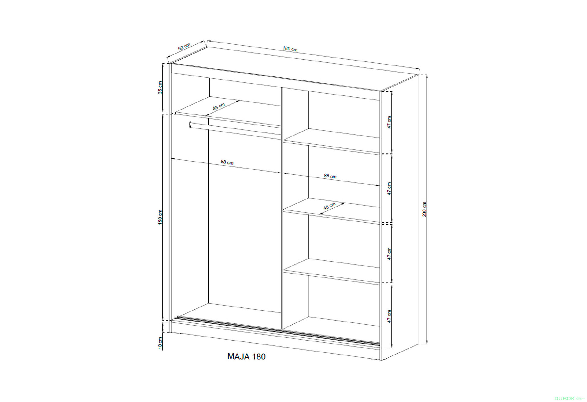 Fotografie 2 - Skříň Maja VIII 180 grafit