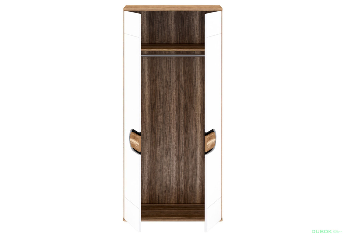 Skříň 2d dub craft zlatý / bílý lesk Rodan - Fotografie 2 Fotografie 2 - Skříň 2d dub craft zlatý / bílý lesk Rodan