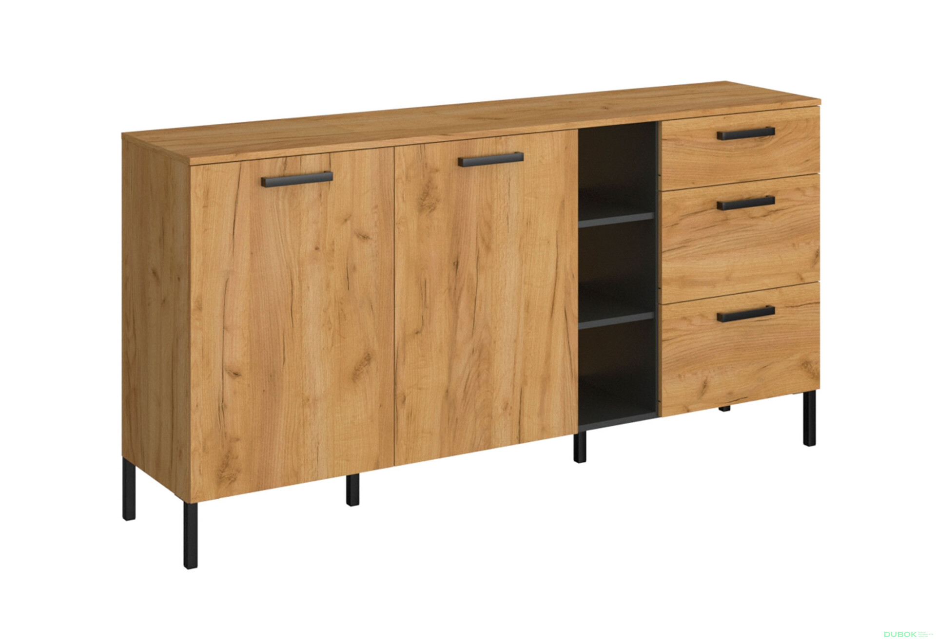 Komoda 2d3s dub craft zlatý / antracit Santes - Fotografie 2 Fotografie 2 - Komoda 2d3s dub craft zlatý / antracit Santes