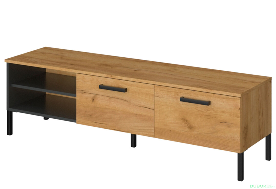 TV stolek 2k/155 dub craft zlatý / antracit Santes