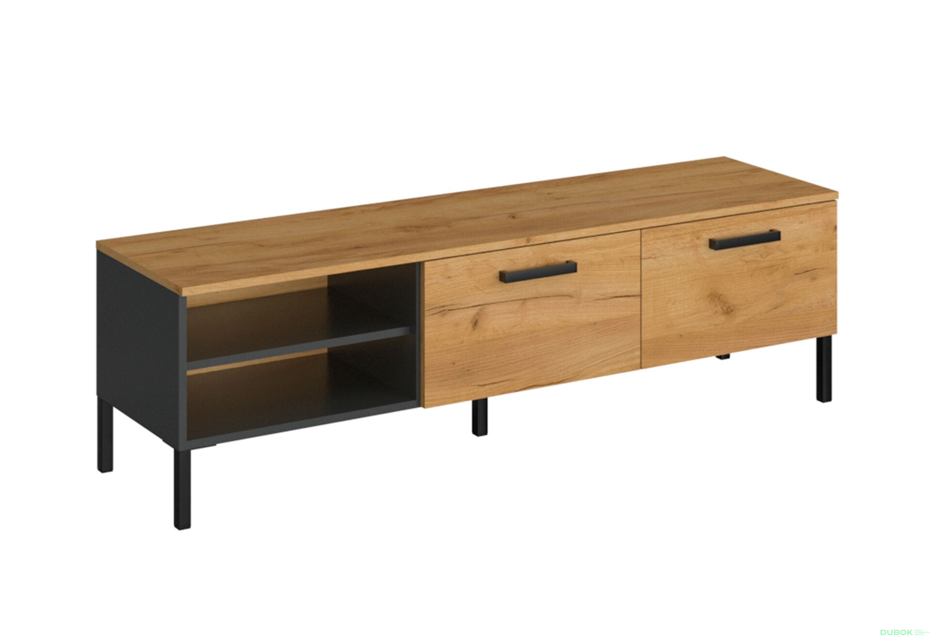 Fotografie 2 - TV stolek 2k/155 dub craft zlatý / antracit Santes