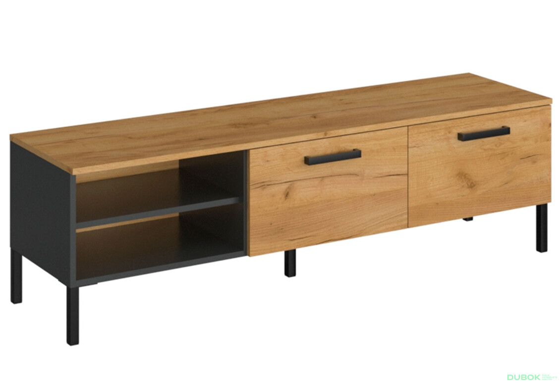 Fotografie 2 - TV stolek 2k/155 dub craft zlatý / antracit Santes