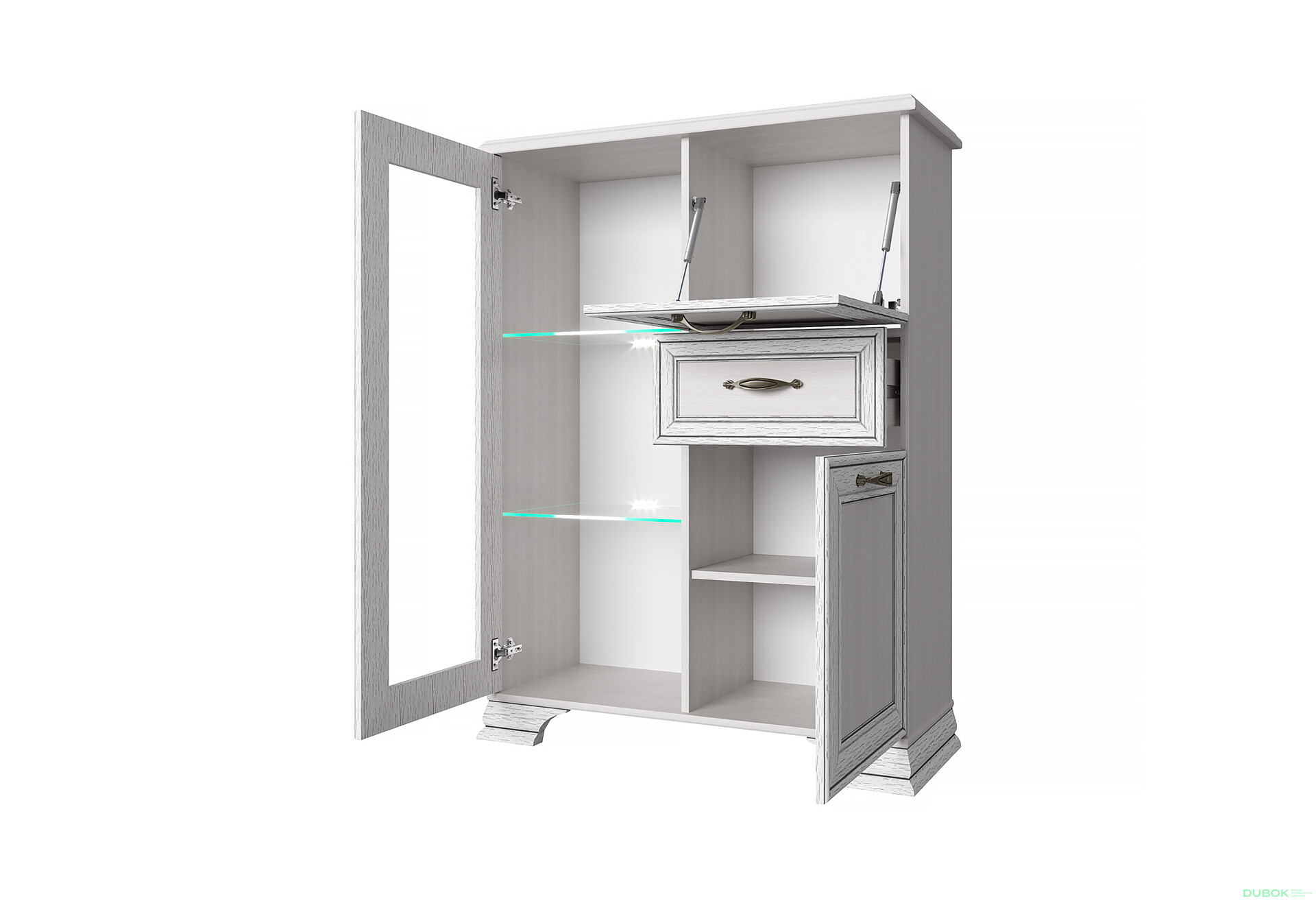 Fotografie 2 - Komoda s mini barem 1d1w1s1b woodline krém Tiffany