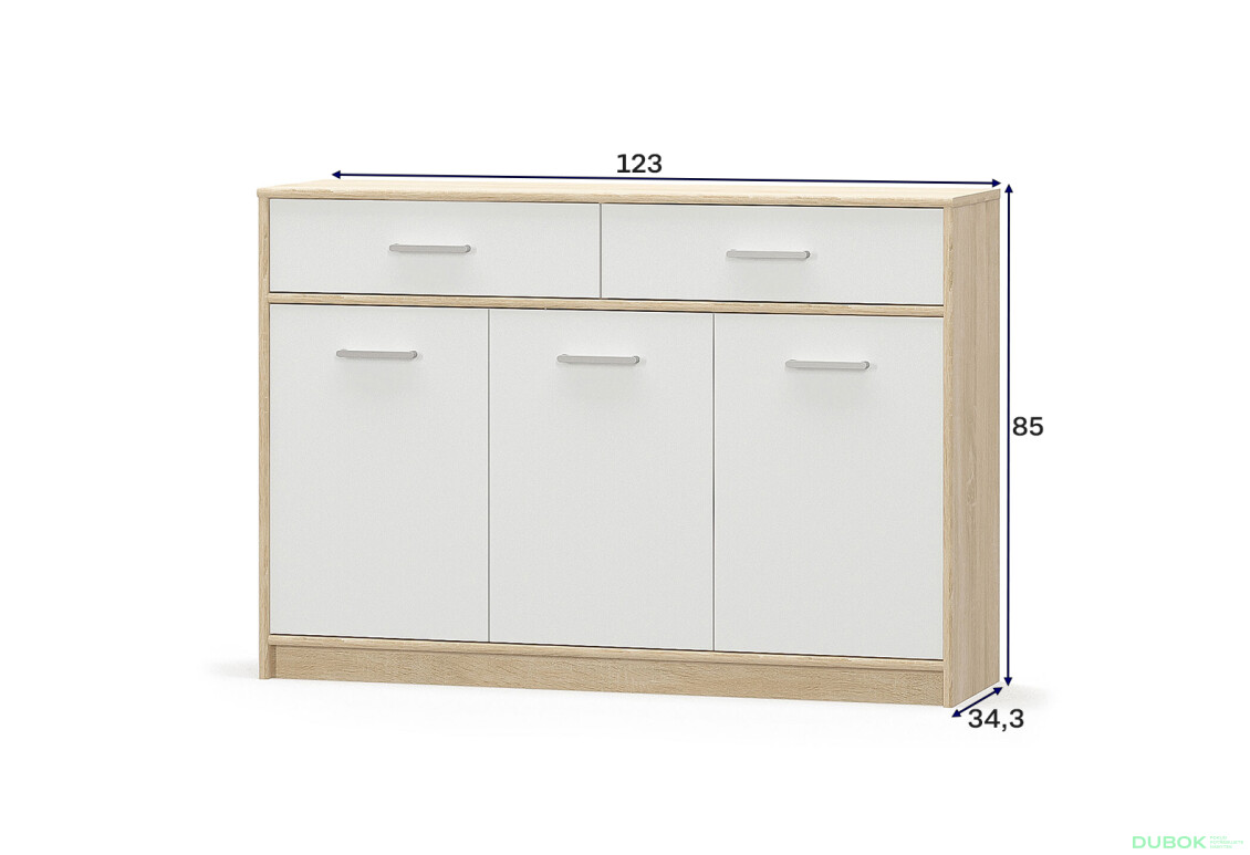 Fotografie 2 - Komoda 3d2s dub sonoma / bílý Tips