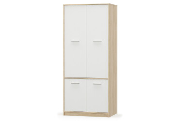 Skříň čtyřdveřová Tips 83x195x55.3 cm Dub sonoma / Bílý