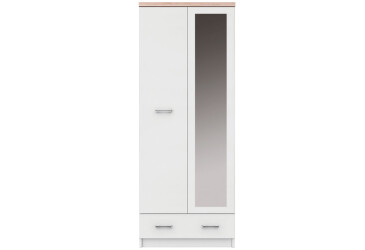 Skříň dvoudveřová se zrcadlem a zásuvkou Top Mix 60x183x33 cm Bílá