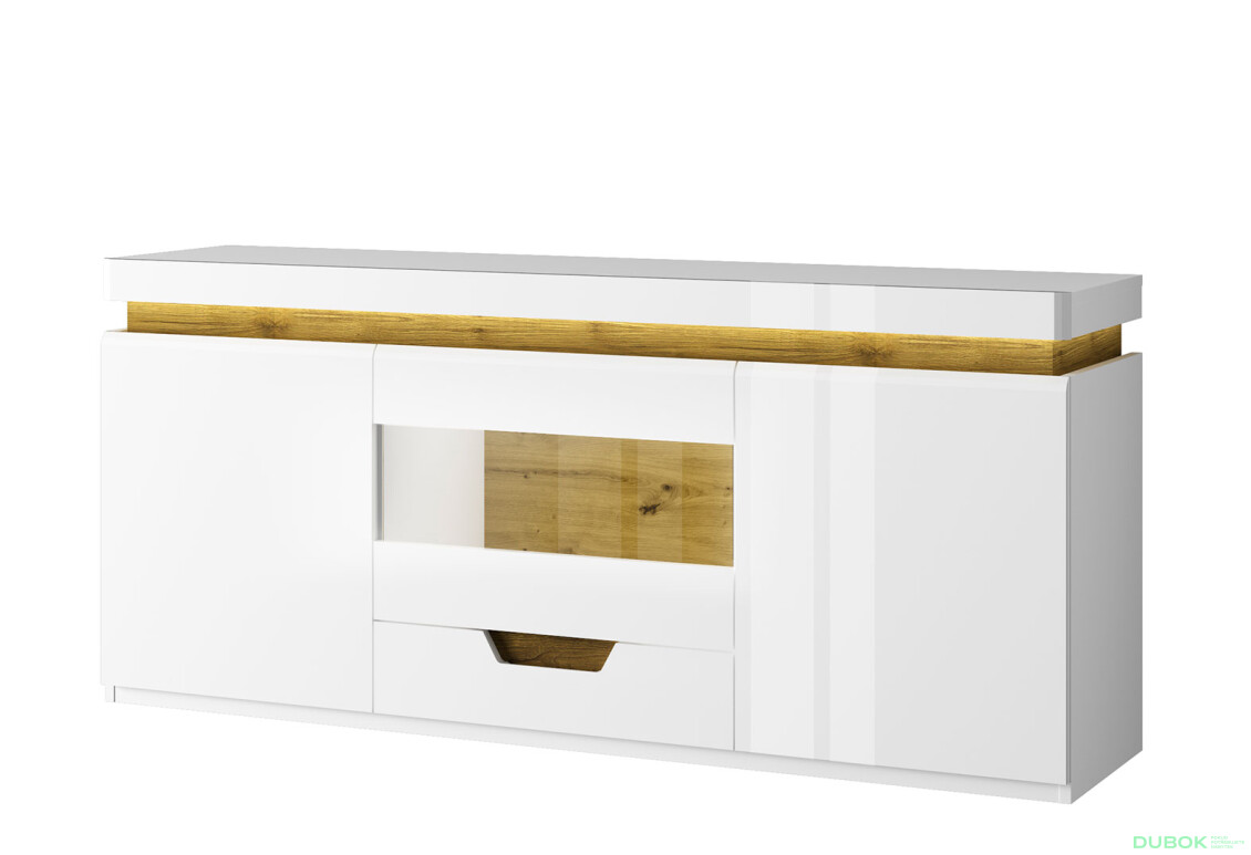 TV stolek 2d1w1s/160 bílý lesk / dub navarra Torino