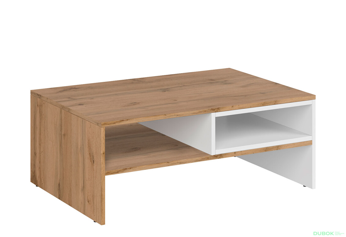 Konferenční stolek 90 bílý / dub wotan Vigo - Fotografie 1 Fotografie 1 - Konferenční stolek 90 bílý / dub wotan Vigo