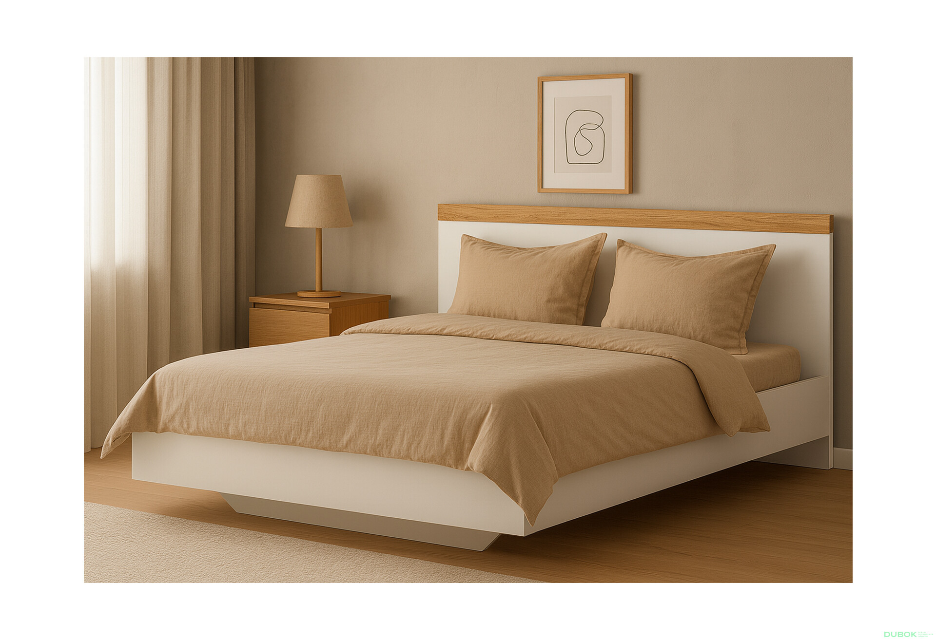 Fotografie 2 - Postel 160x200 bílá / dub wotan Vigo