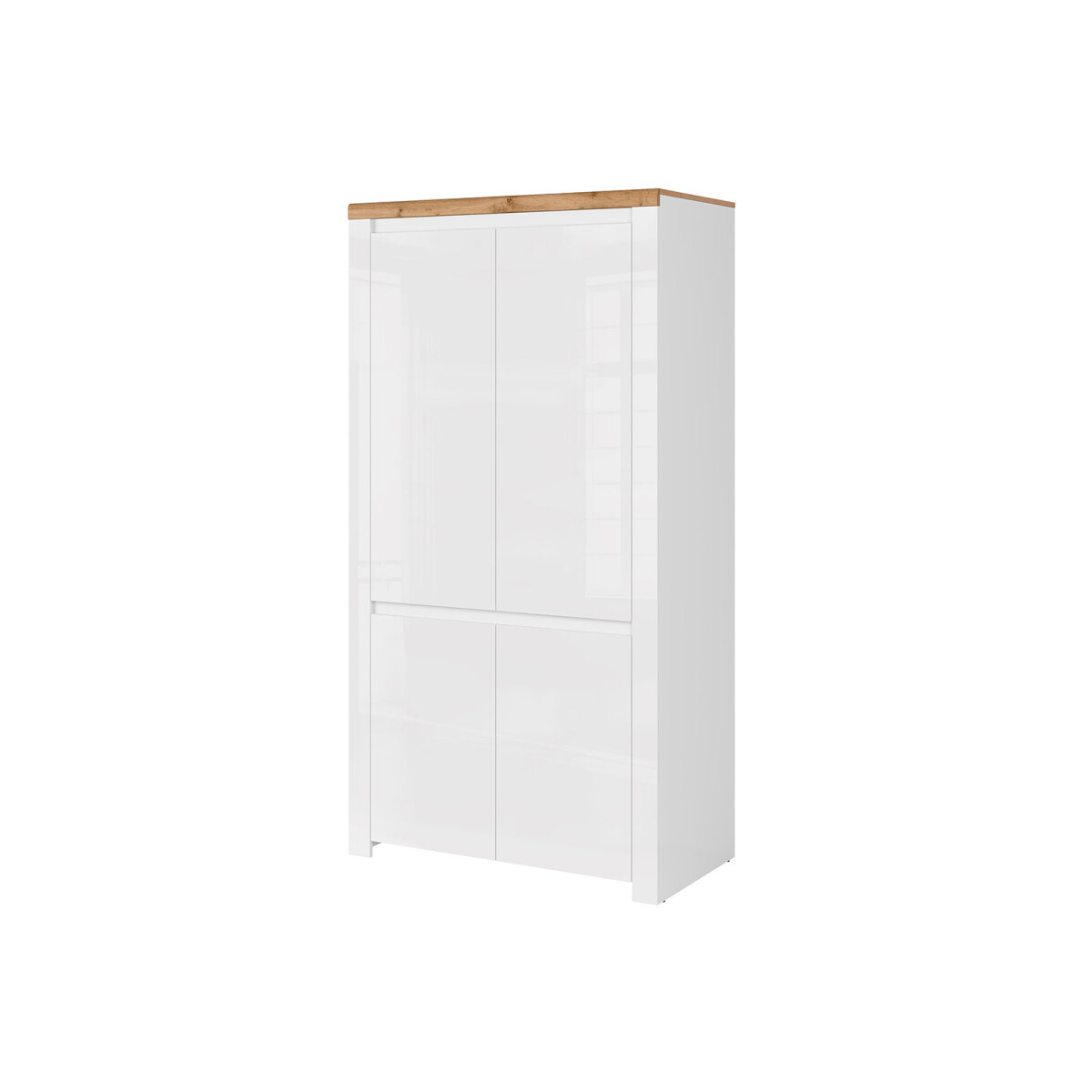 

Skříň čtyřdveřová Vigo 106x202x56 cm Bílý lesk / Dub wotan