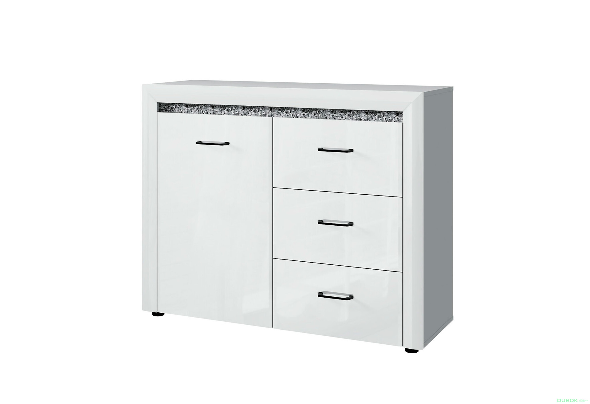 Komoda 1d3s bílý lesk WhiteBlack - Fotografie 1 Fotografie 1 - Komoda 1d3s bílý lesk WhiteBlack