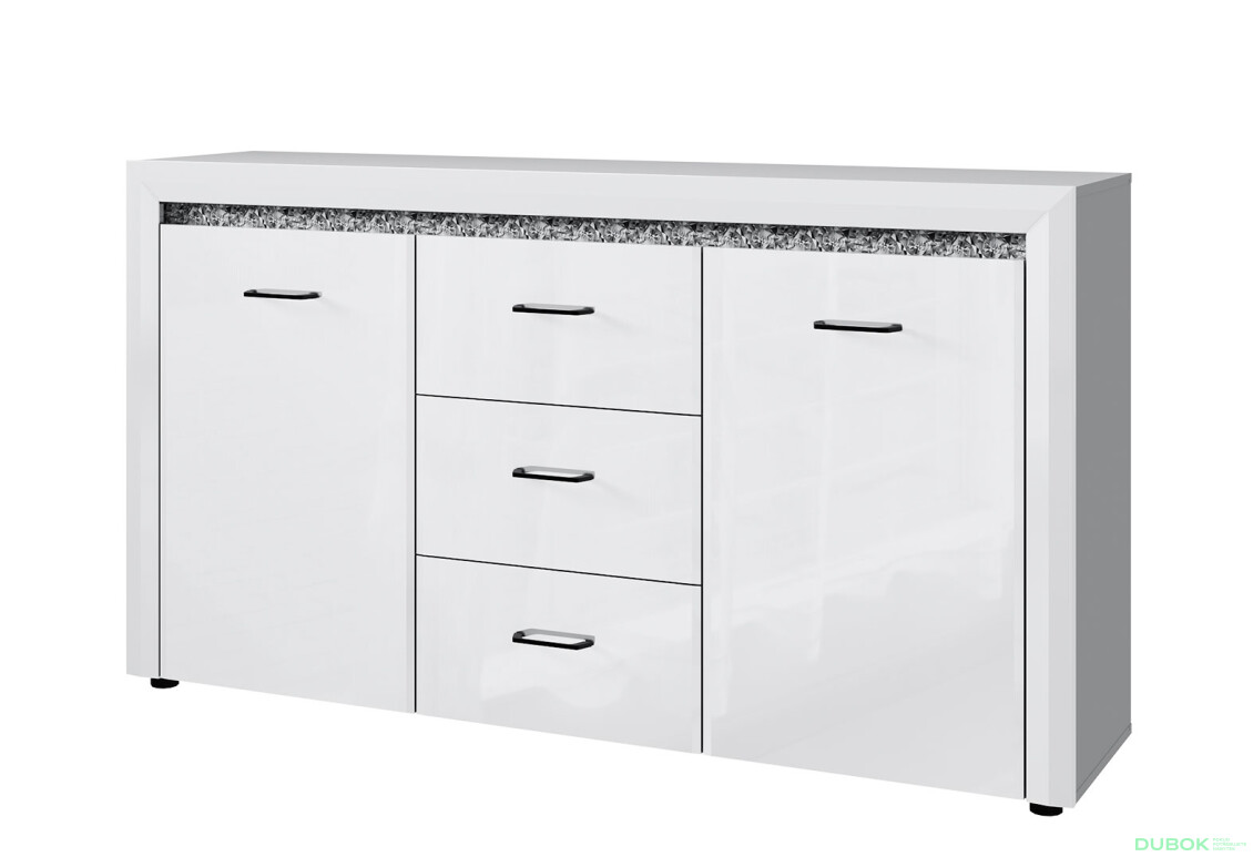 Komoda 2d3s bílý lesk WhiteBlack