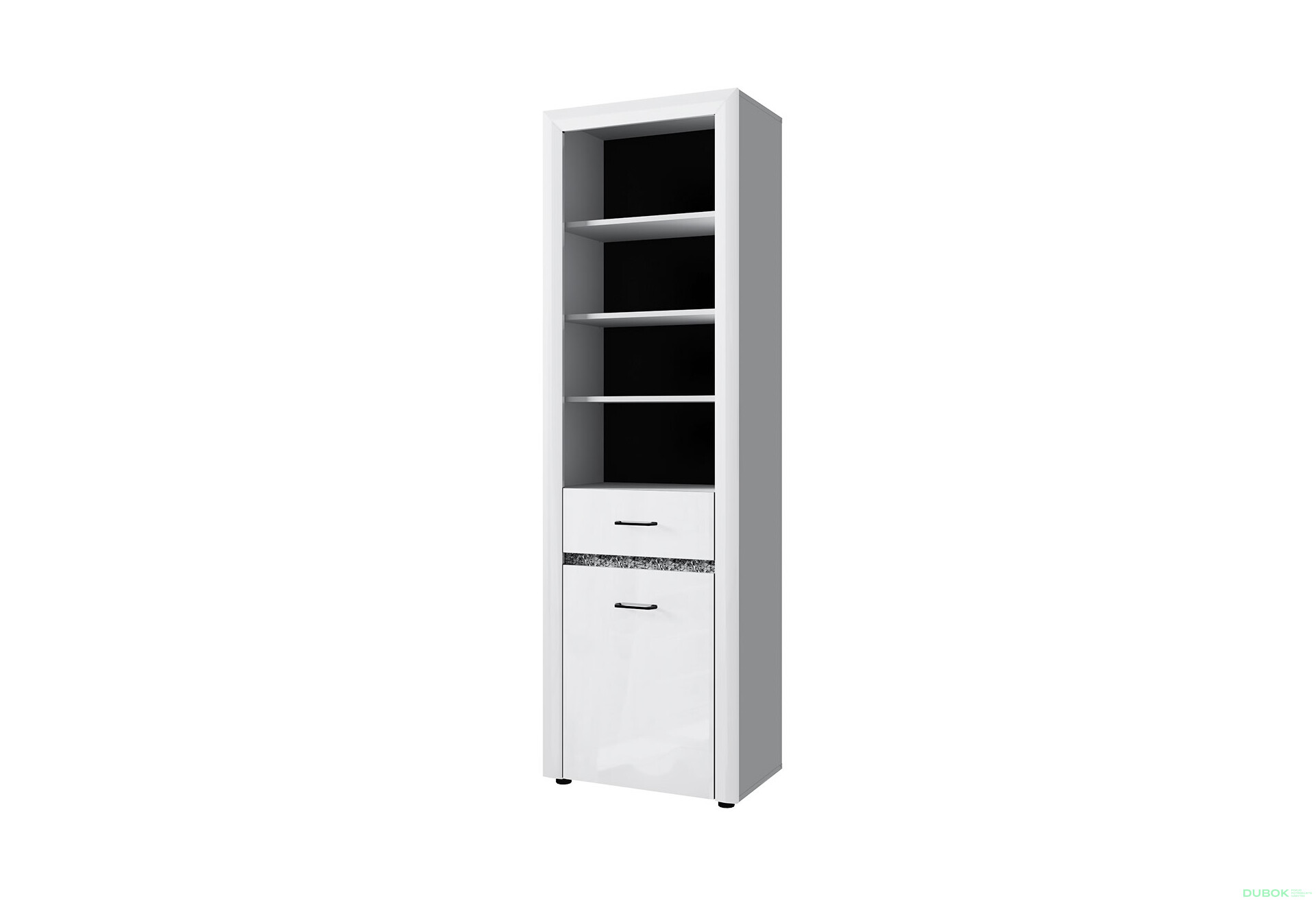 Fotografie 1 - Regál otevřený 1d1s bílý lesk WhiteBlack