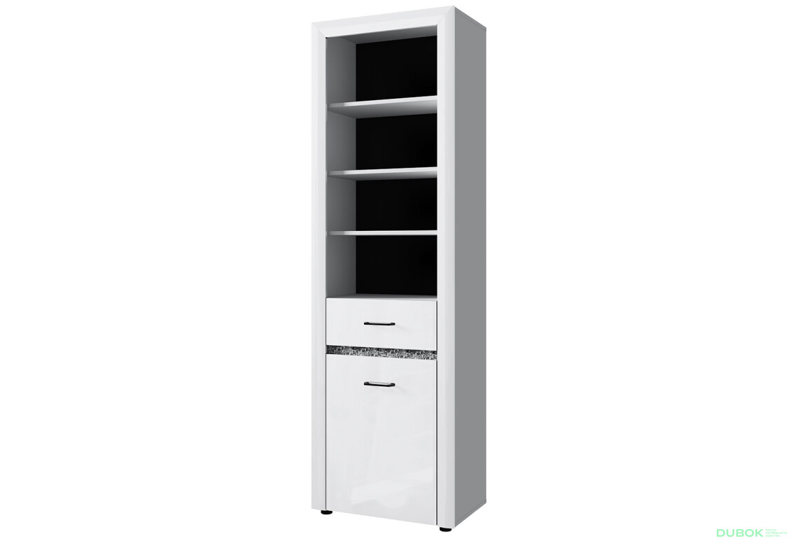 Regál otevřený 1d1s bílý lesk WhiteBlack