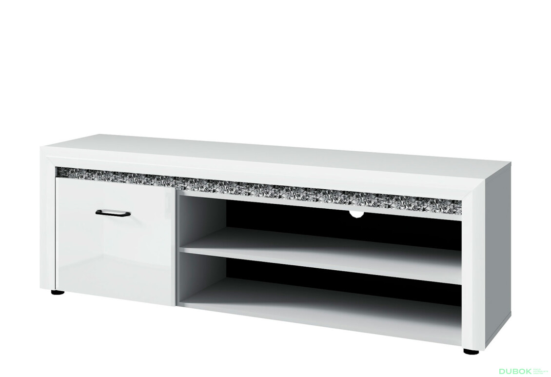 TV stolek 1d/165 bílý lesk WhiteBlack