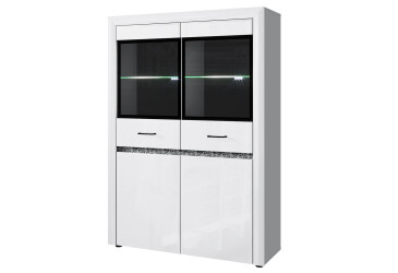 Vitrína nízká 2d2w bílý lesk WhiteBlack