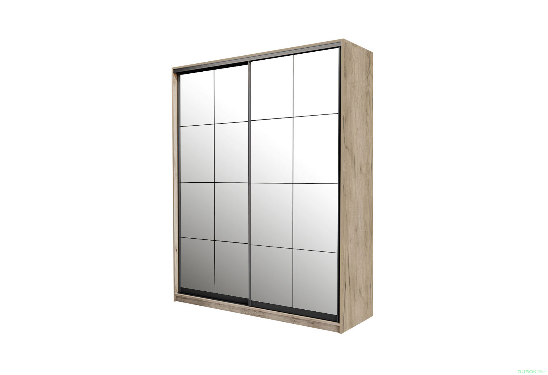 Fotografie 1 - Skříň s posuvnými dveřmi 2 zrcadla 150x240x60 cm Loft Lines BL Dub kraft šedý
