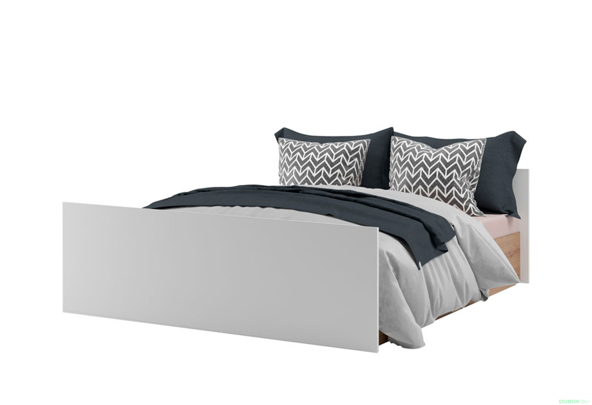 Manželská postel 160x200 Kim dub artisan / bílý - Fotografie 1 Fotografie 1 - Manželská postel 160x200 Kim dub artisan / bílý