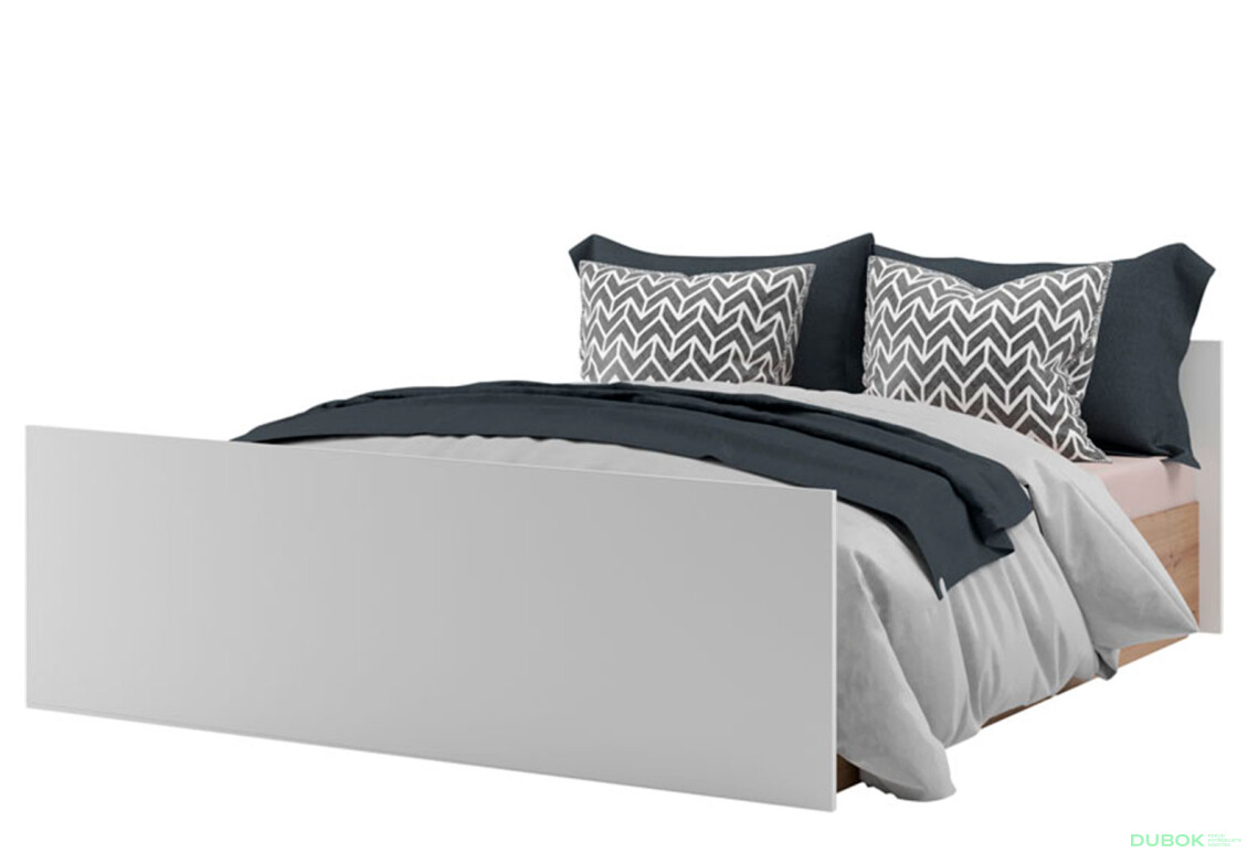 Manželská postel 160x200 Kim dub artisan / bílý - Fotografie 1 Fotografie 1 - Manželská postel 160x200 Kim dub artisan / bílý