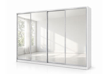 Skříň s posuvnými dveřmi 2200x3000x600 4 zrcadla nymphaea alba, profil stříbrný