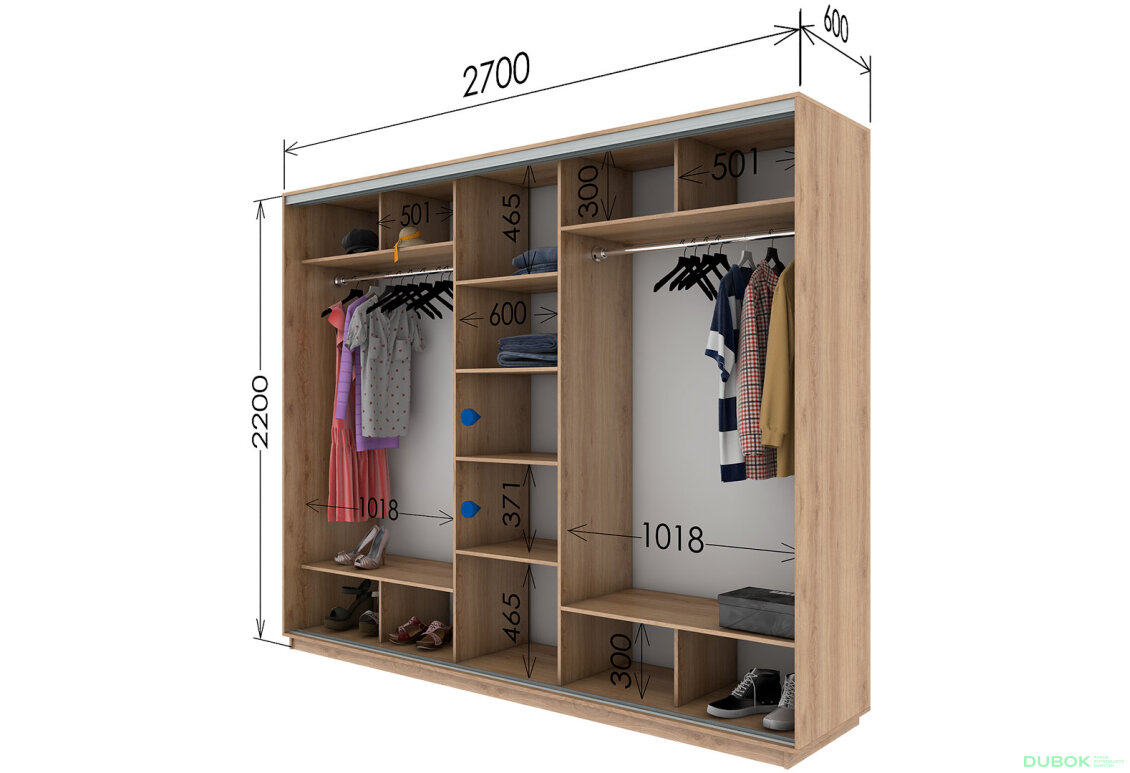 Fotografie 3 - Skříň s posuvnými dveřmi 2200x2700x600 3LTD Dub Sonoma, profil stříbrný