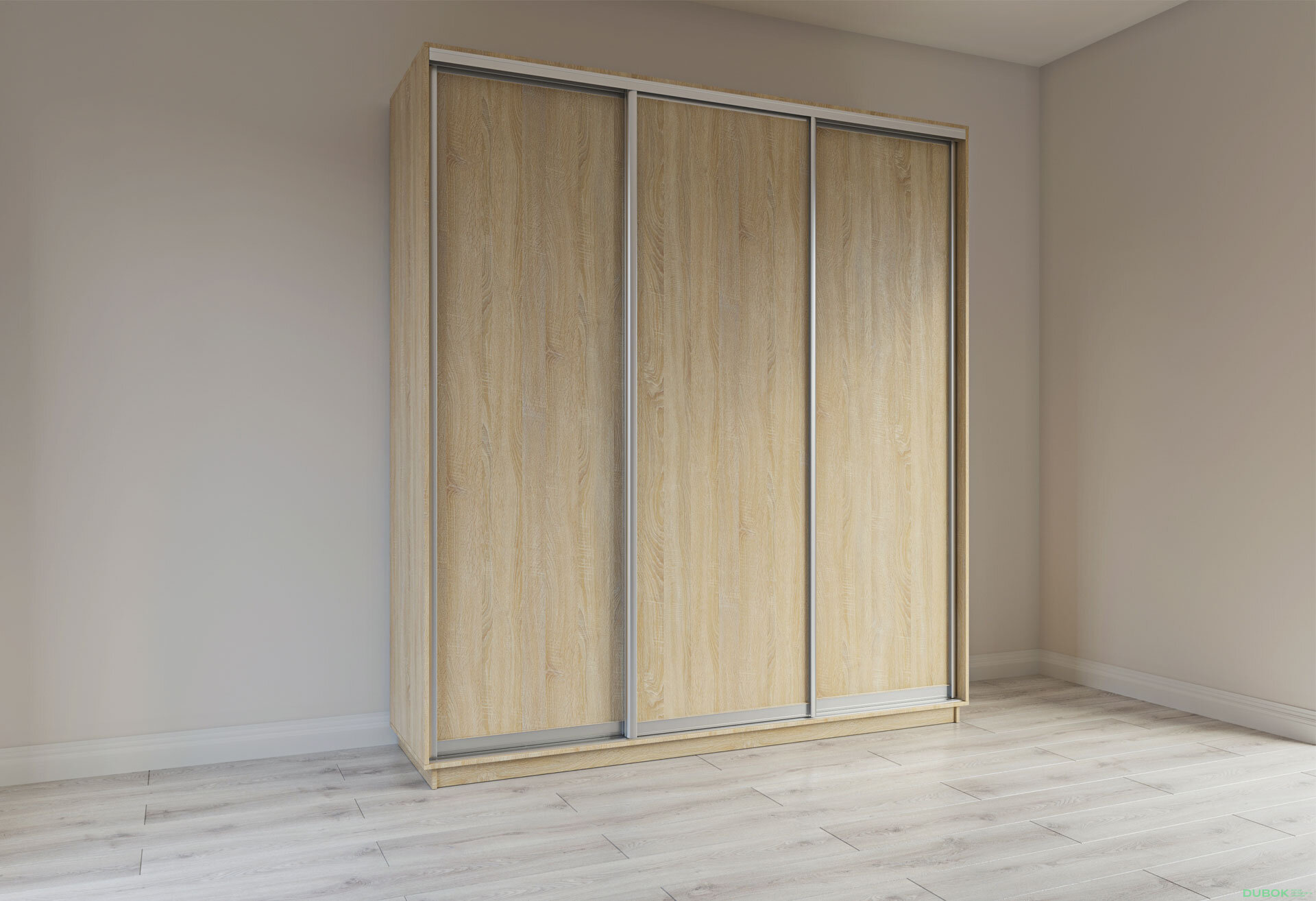 Fotografie 2 - Skříň s posuvnými dveřmi 2200x2700x600 3LTD Dub Sonoma, profil stříbrný