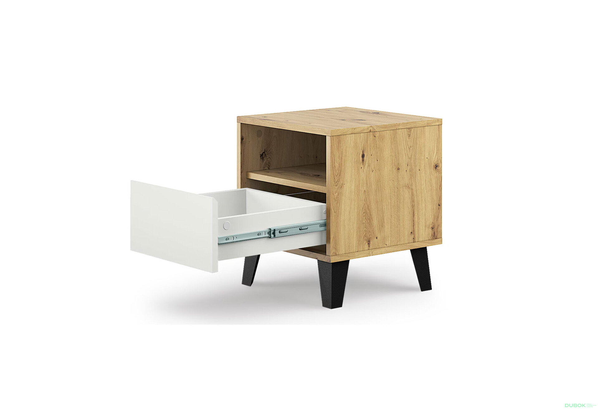 Fotografie 4 - Noční stolek Borg 1s dub artisan / bílý
