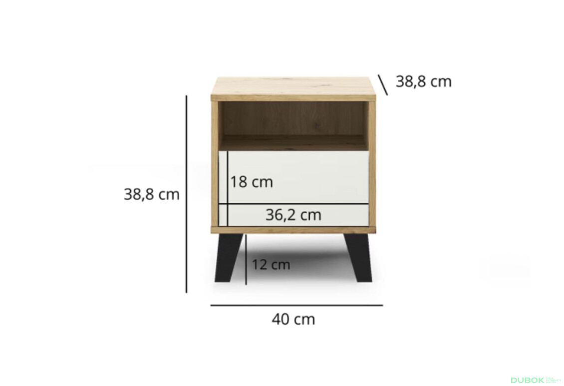Fotografie 7 - Noční stolek Borg 1s dub artisan / bílý