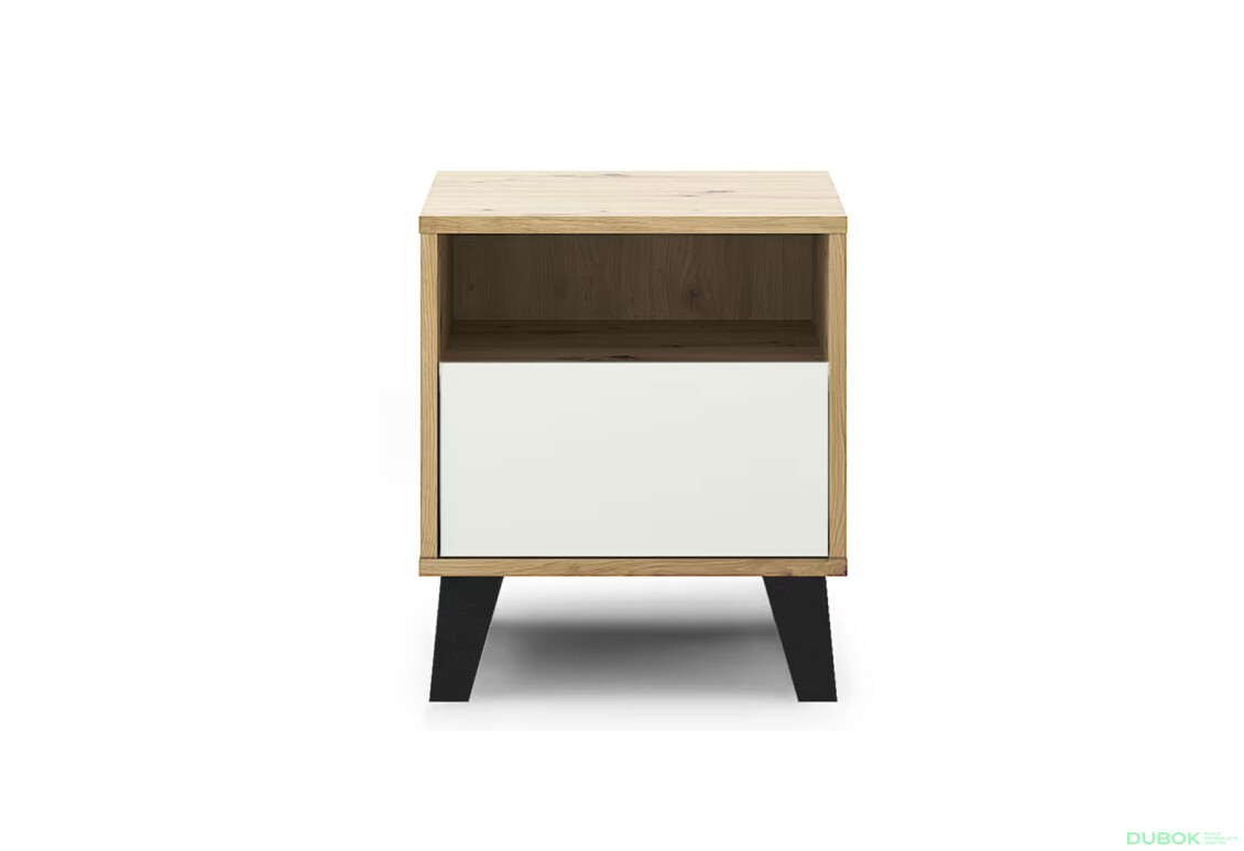 Noční stolek Borg 1s dub artisan / bílý