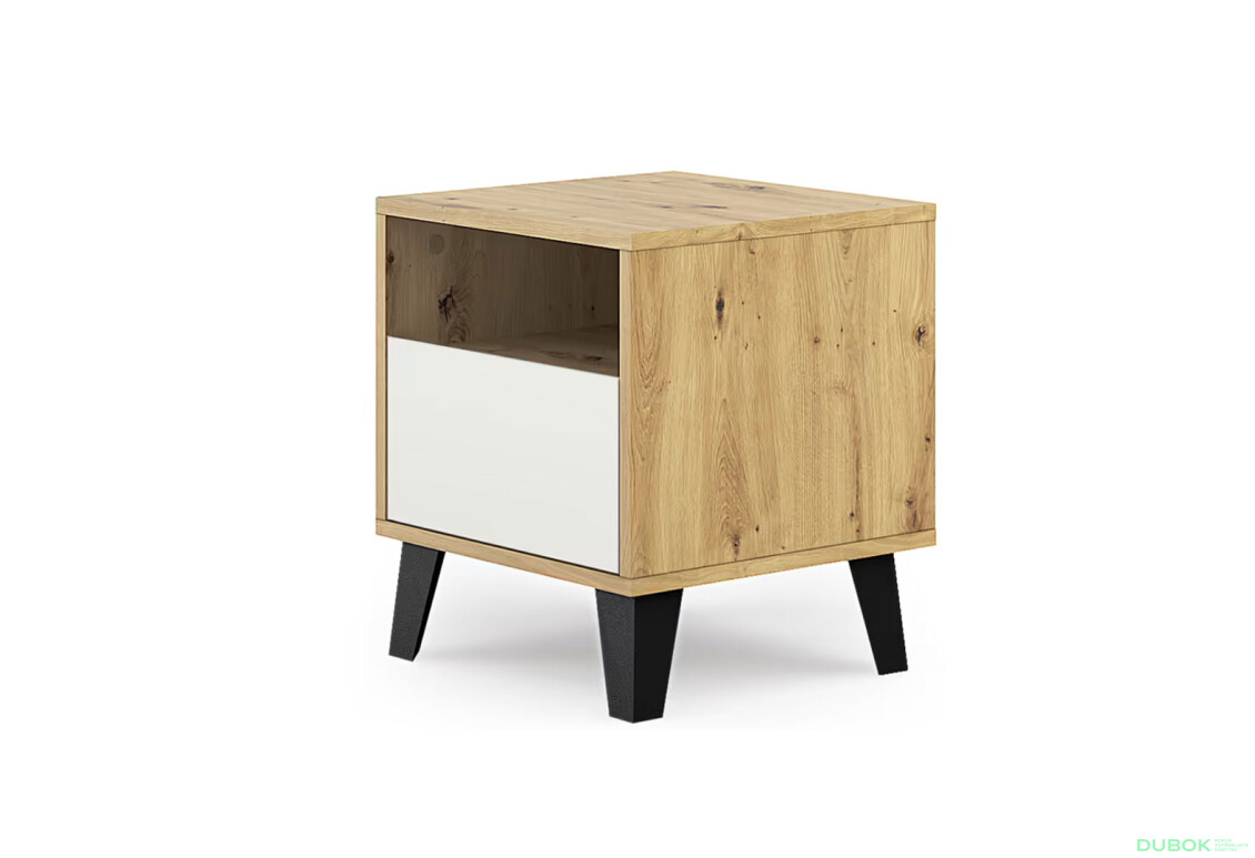 Fotografie 3 - Noční stolek Borg 1s dub artisan / bílý