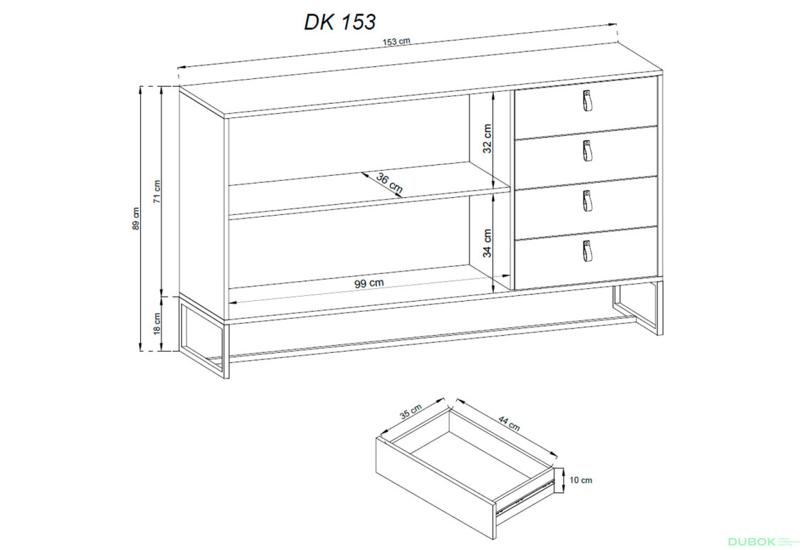 Fotografie 2 - Komoda DK153 dub ribbeck / černý kámen Dark