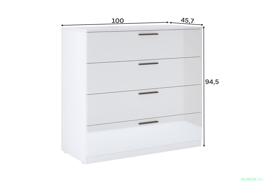 Fotografie 4 - Komoda 4šx bílý lesk Happy