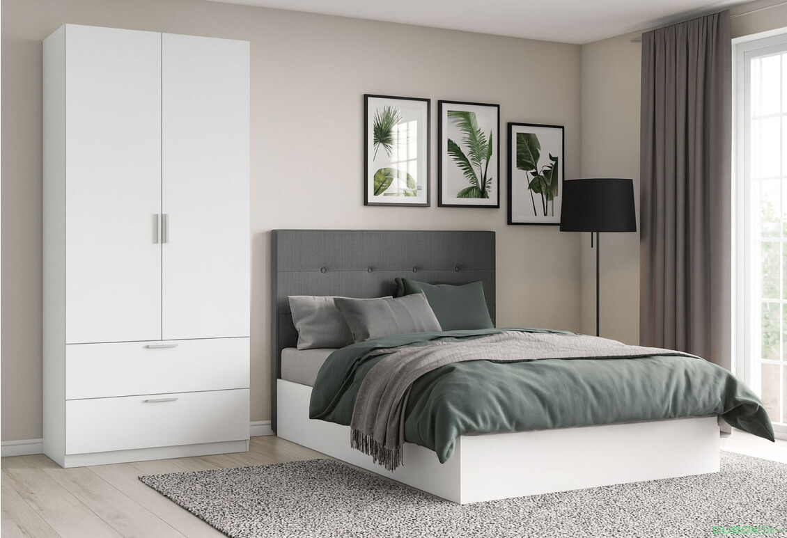 Fotografie 2 - Skříň 2dv 2šx bílý lesk Happy