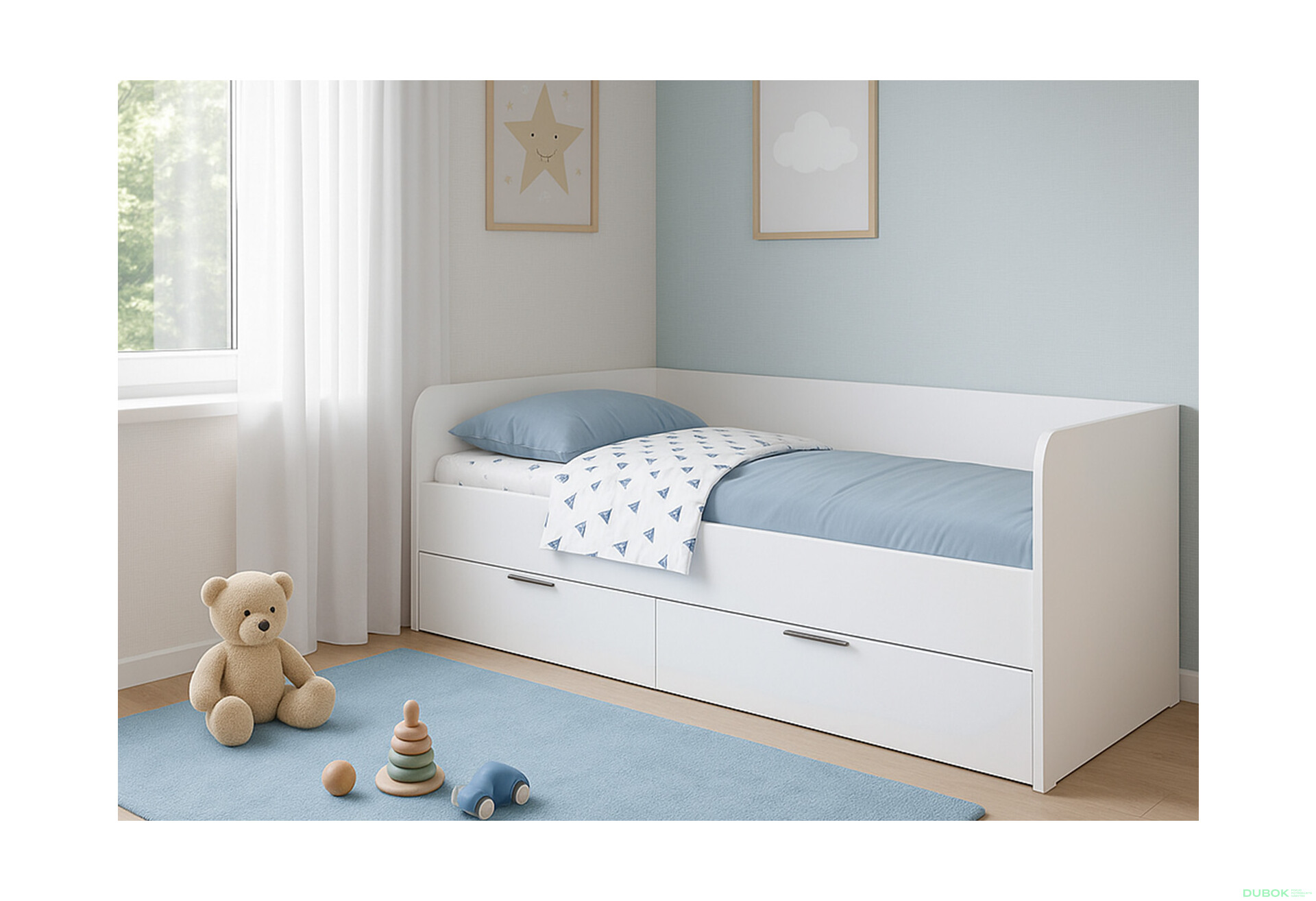 Fotografie 2 - Postel 0,9x2,0 s rámem bílý lesk Happy