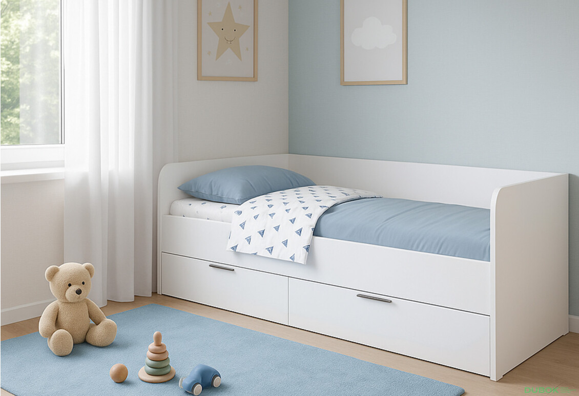 Fotografie 2 - Postel 0,9x2,0 s rámem bílý lesk Happy