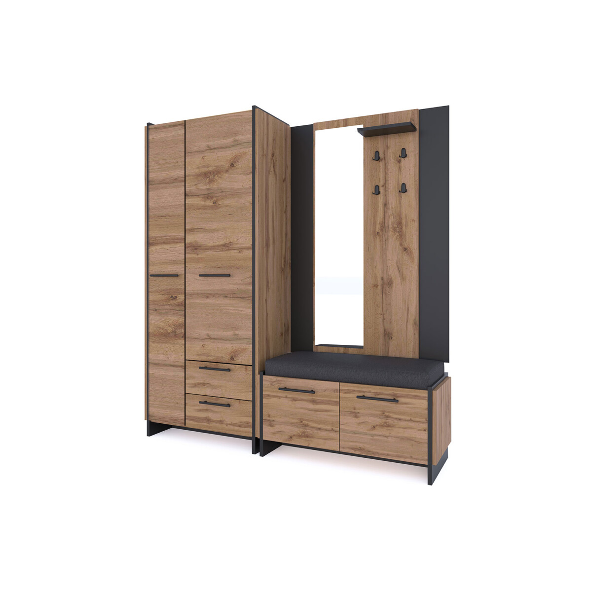 

Předsíňová sestava 1.8 m dub wotan / černý Amino